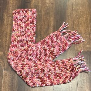 Handmade Multicolor Knit Scarf with Fringe